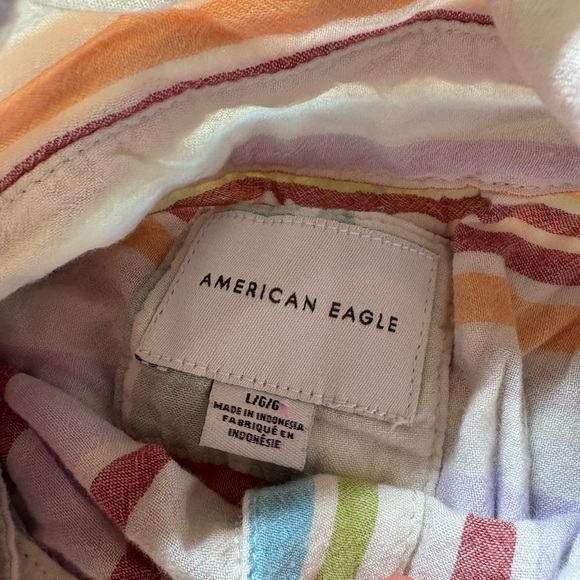 American Eagle Oversized Striped Button-Down Shirt – Size L - Picture 7 of 7